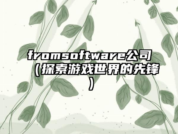 fromsoftware公司（探索游戏世界的先锋）
