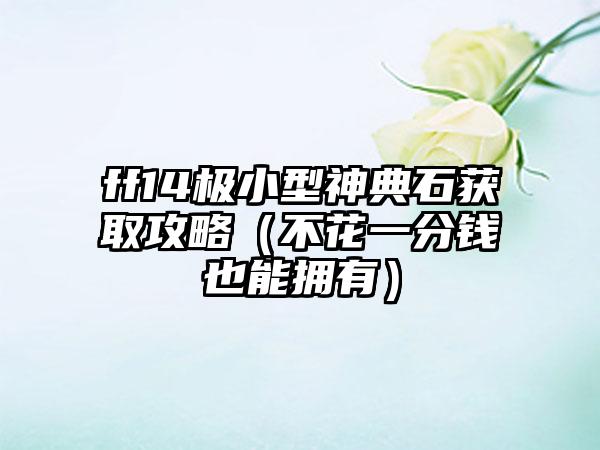 ff14极小型神典石获取攻略（不花一分钱也能拥有）