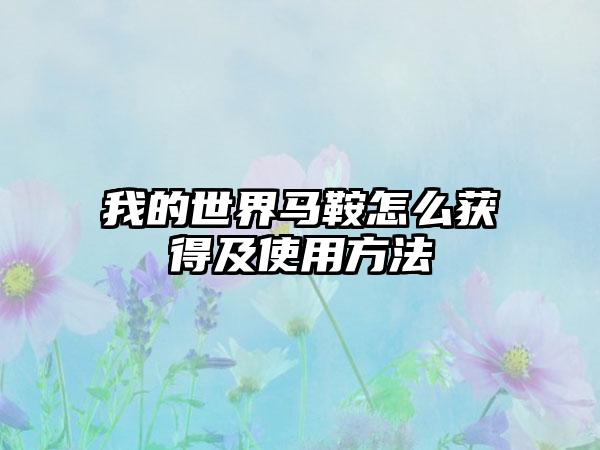 我的世界马鞍怎么获得及使用方法