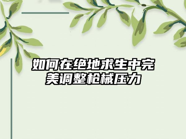 如何在绝地求生中完美调整枪械压力