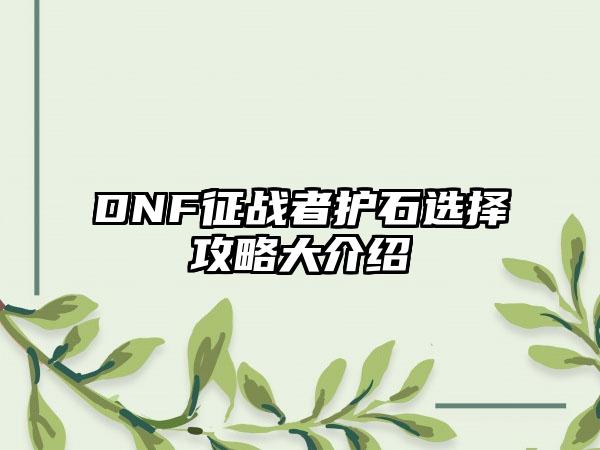 DNF征战者护石选择攻略大介绍