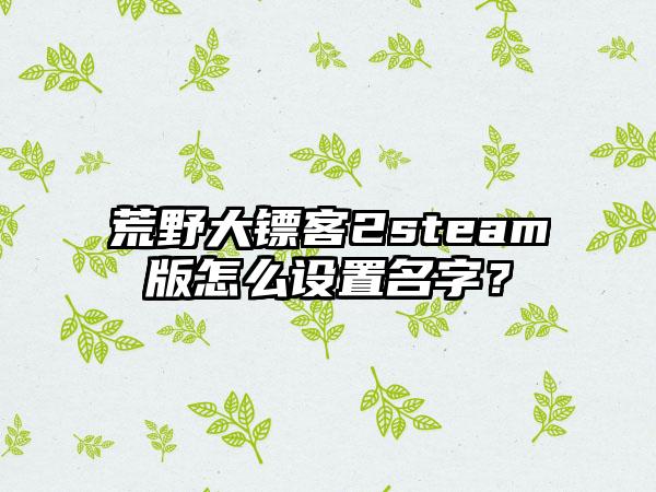 荒野大镖客2steam版怎么设置名字？