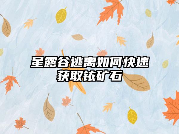 星露谷逃离如何快速获取铱矿石
