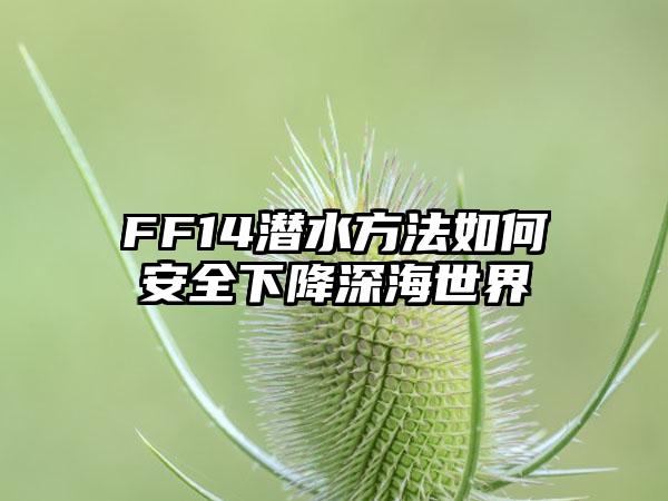 FF14潜水方法如何安全下降深海世界