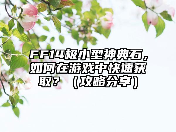 FF14极小型神典石，如何在游戏中快速获取？（攻略分享）