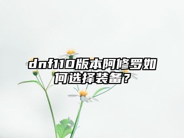dnf110版本阿修罗如何选择装备？