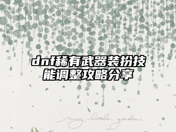 dnf稀有武器装扮技能调整攻略分享