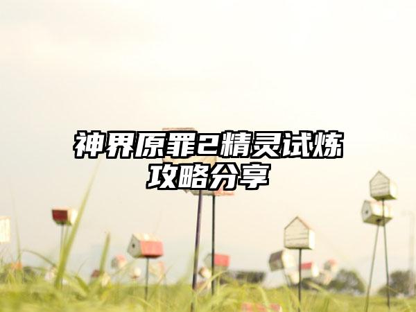 神界原罪2精灵试炼攻略分享