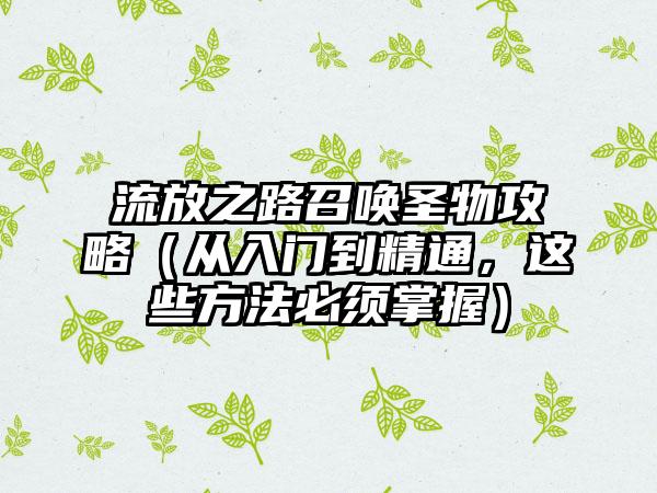 流放之路召唤圣物攻略（从入门到精通，这些方法必须掌握）