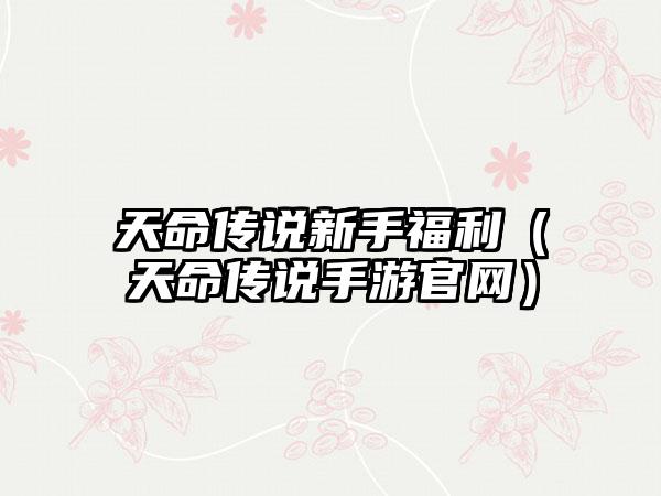 天命传说新手福利（天命传说手游）