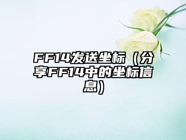 FF14发送坐标（分享FF14中的坐标信息）