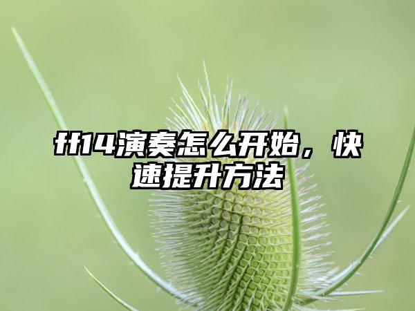 ff14演奏怎么开始，快速提升方法