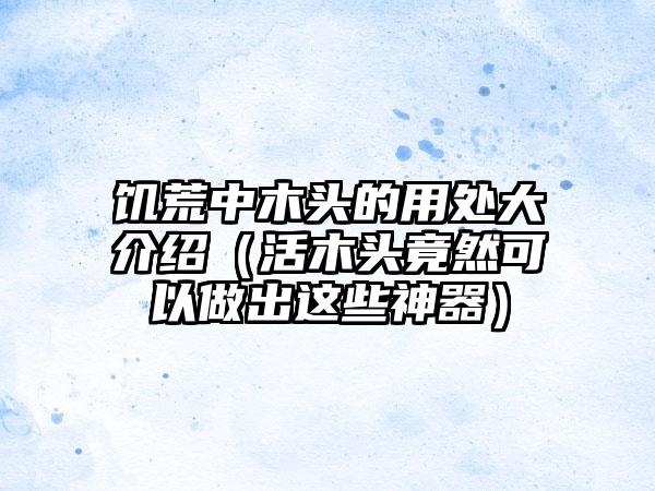 饥荒中木头的用处大介绍（活木头竟然可以做出这些神器）