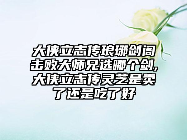 大侠立志传琅琊剑阁击败大师兄选哪个剑,大侠立志传灵芝是卖了还是吃了好