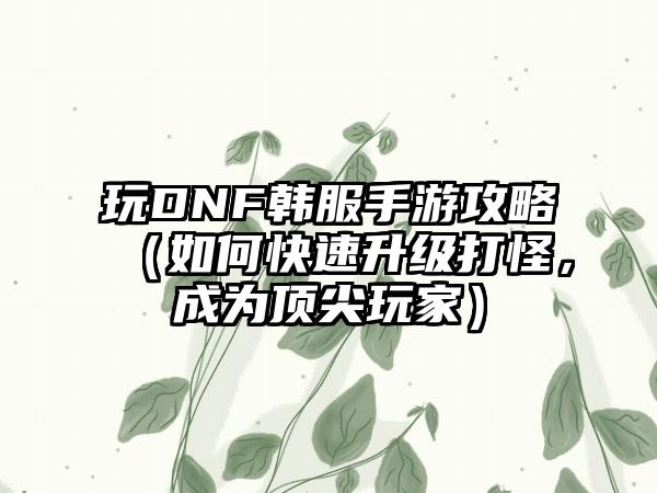 玩DNF韩服手游攻略（如何快速升级打怪，成为顶尖玩家）