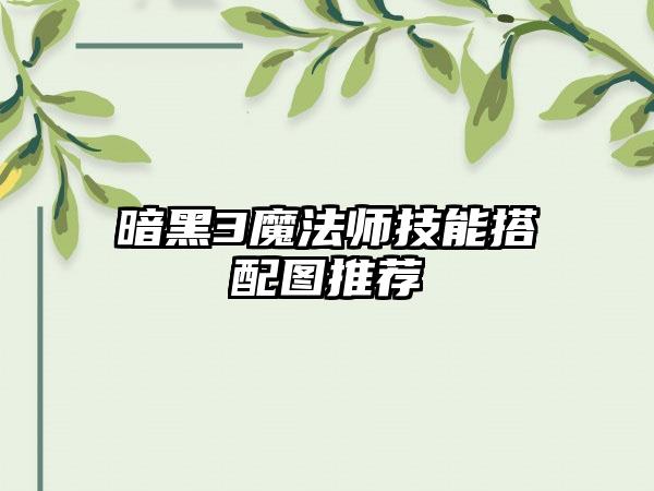 暗黑3魔法师技能搭配图推荐