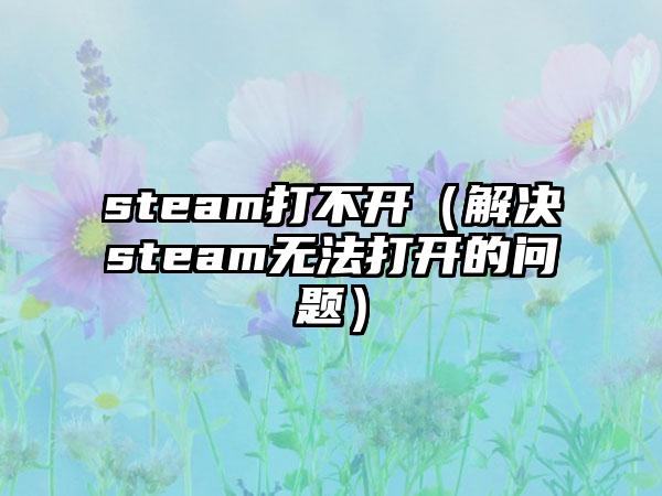 steam打不开（解决steam无法打开的问题）