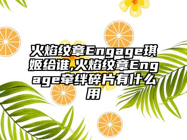 火焰纹章Engage琪姬给谁,火焰纹章Engage牵绊碎片有什么用