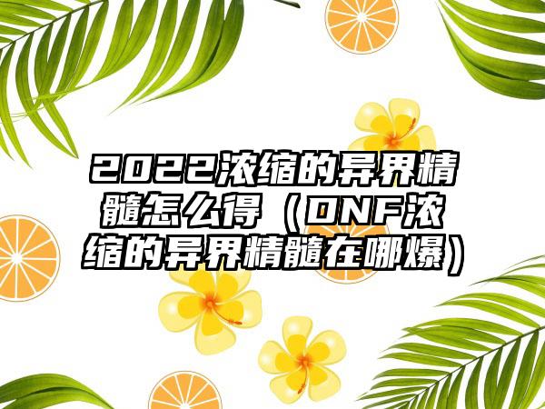 2022浓缩的异界精髓怎么得（DNF浓缩的异界精髓在哪爆）