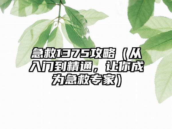 急救1375攻略（从入门到精通，让你成为急救专家）