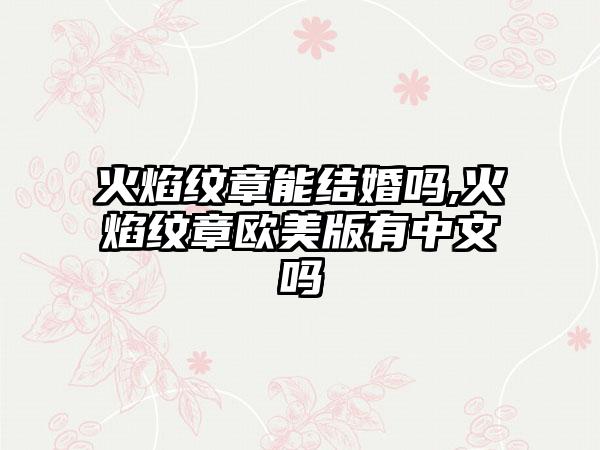 火焰纹章能结婚吗,火焰纹章欧美版有中文吗