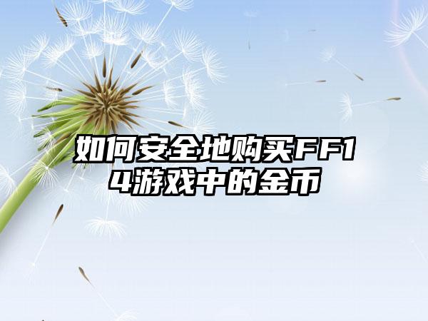如何安全地购买FF14游戏中的金币