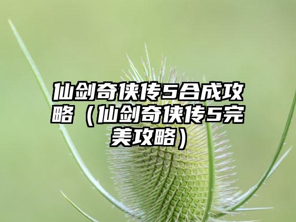 仙剑奇侠传5合成攻略（仙剑奇侠传5完美攻略）