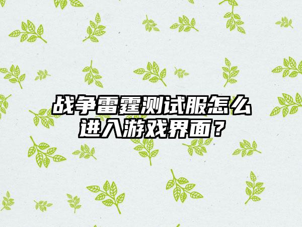 战争雷霆测试服怎么进入游戏界面？