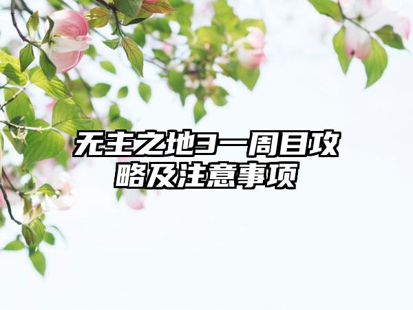 无主之地3一周目攻略及注意事项