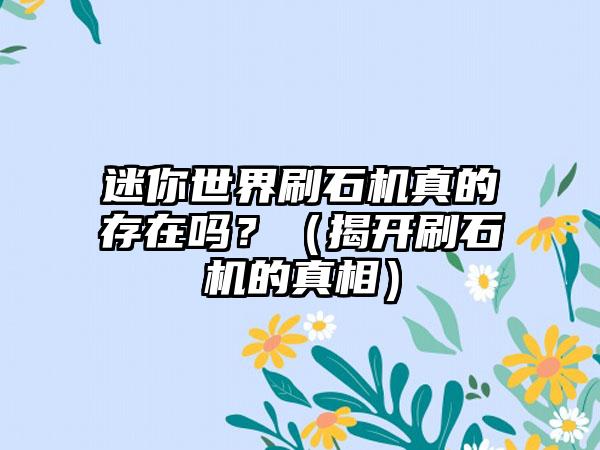 迷你世界刷石机真的存在吗？（揭开刷石机的真相）