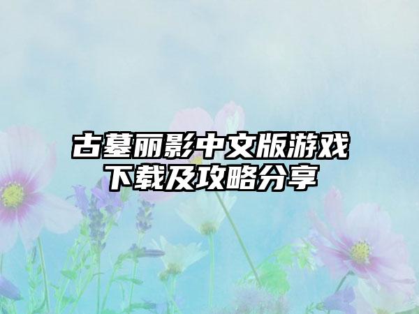 古墓丽影中文版游戏及攻略分享