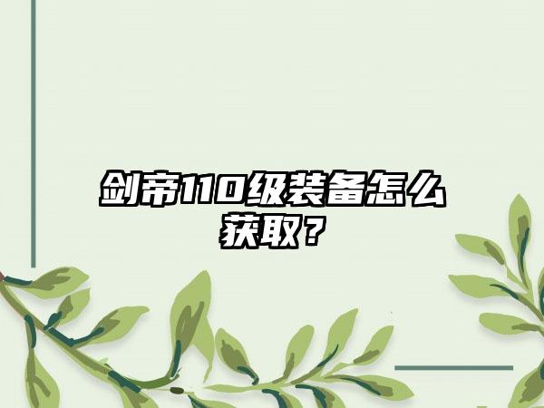 剑帝110级装备怎么获取？