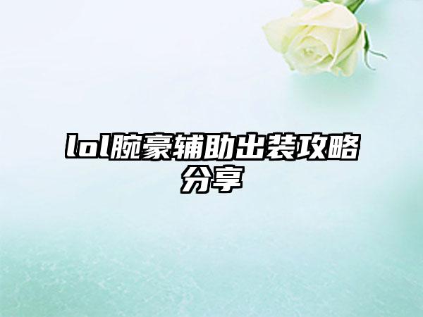 lol腕豪辅助出装攻略分享