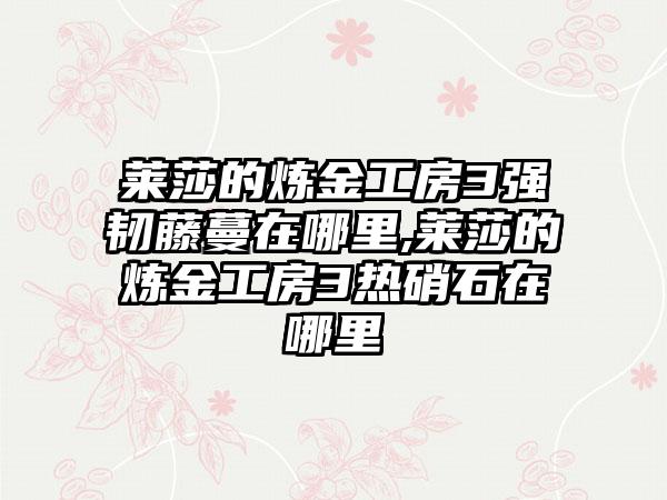 莱莎的炼金工房3强韧藤蔓在哪里,莱莎的炼金工房3热硝石在哪里