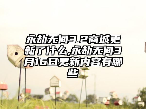 永劫无间3.2商城更新了什么,永劫无间3月16日更新内容有哪些