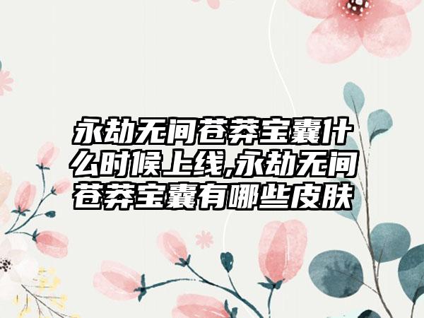永劫无间苍莽宝囊什么时候上线,永劫无间苍莽宝囊有哪些皮肤