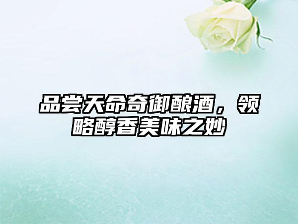 品尝天命奇御酿酒，领略醇香美味之妙