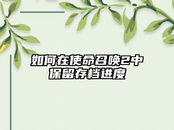 如何在使命召唤2中保留存档进度