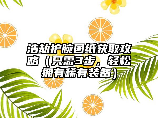 浩劫护腕图纸获取攻略（只需3步，轻松拥有稀有装备）