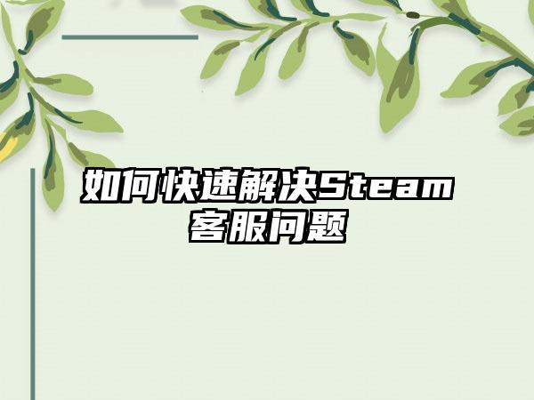 如何快速解决Steam客服问题