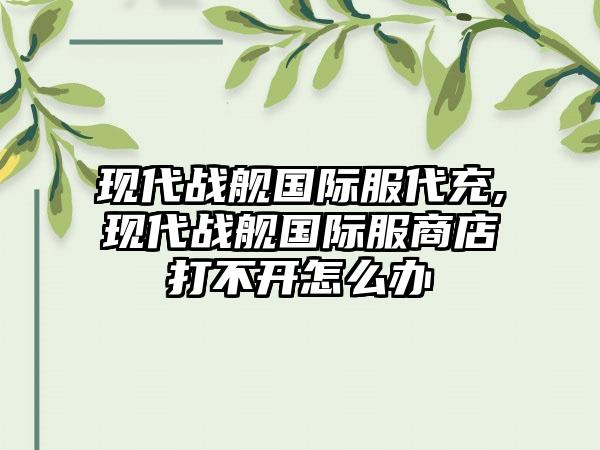 现代战舰国际服代充,现代战舰国际服商店打不开怎么办