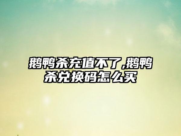 鹅鸭杀充值不了,鹅鸭杀兑换码怎么买