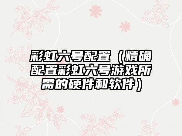 彩虹六号配置（精确配置彩虹六号游戏所需的硬件和软件）