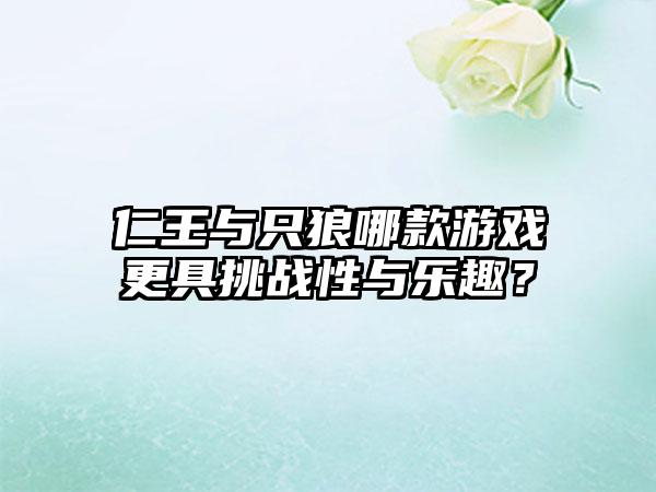 仁王与只狼哪款游戏更具挑战性与乐趣？