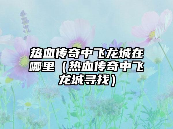 热血传奇中飞龙城在哪里（热血传奇中飞龙城寻找）