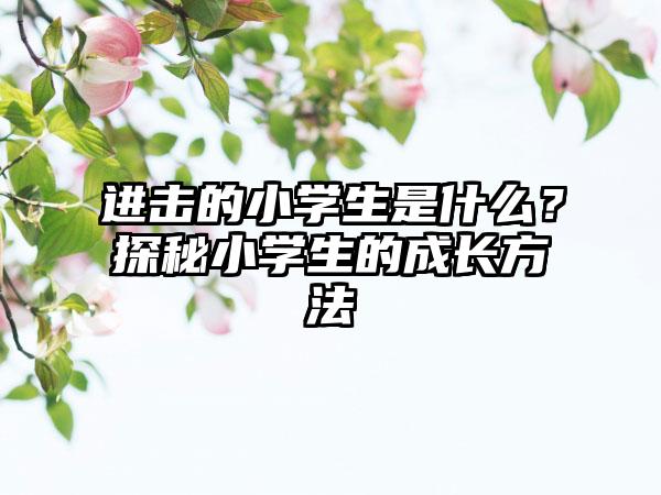 进击的小学生是什么？探秘小学生的成长方法