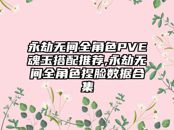 永劫无间全角色PVE魂玉搭配推荐,永劫无间全角色捏脸数据合集