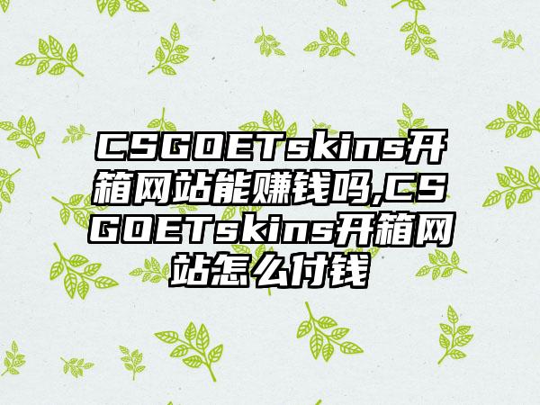 CSGOETskins开箱网站能赚钱吗,CSGOETskins开箱网站怎么付钱