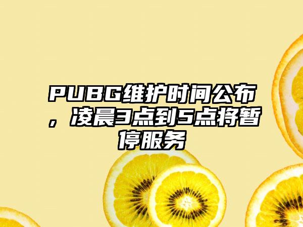 PUBG维护时间公布，凌晨3点到5点将暂停服务