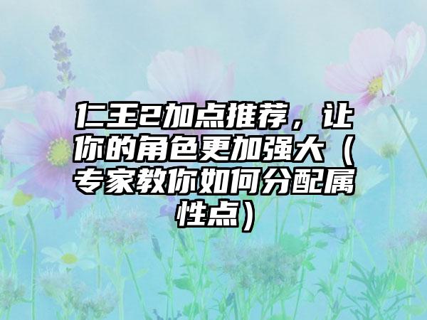 仁王2加点推荐，让你的角色更加强大（专家教你如何分配属性点）